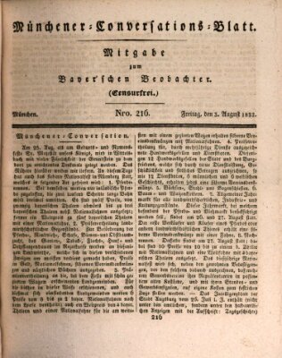Münchener Conversations-Blatt (Bayer'scher Beobachter) Freitag 3. August 1832