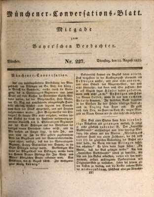 Münchener Conversations-Blatt (Bayer'scher Beobachter) Dienstag 14. August 1832