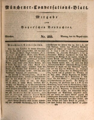 Münchener Conversations-Blatt (Bayer'scher Beobachter) Montag 20. August 1832