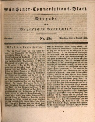 Münchener Conversations-Blatt (Bayer'scher Beobachter) Dienstag 21. August 1832