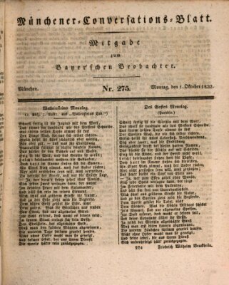 Münchener Conversations-Blatt (Bayer'scher Beobachter) Montag 1. Oktober 1832