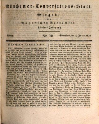 Münchener Conversations-Blatt (Bayer'scher Beobachter) Samstag 12. Januar 1833