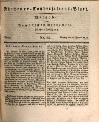 Münchener Conversations-Blatt (Bayer'scher Beobachter) Montag 14. Januar 1833