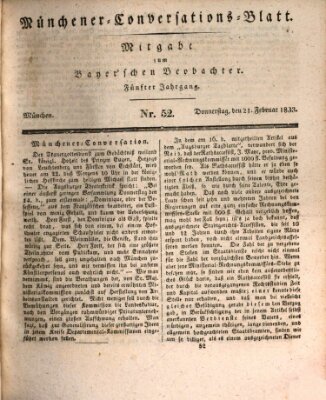 Münchener Conversations-Blatt (Bayer'scher Beobachter) Donnerstag 21. Februar 1833