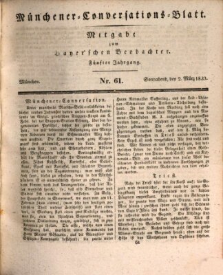 Münchener Conversations-Blatt (Bayer'scher Beobachter) Samstag 2. März 1833