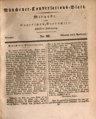 Münchener Conversations-Blatt (Bayer'scher Beobachter) Mittwoch 3. April 1833