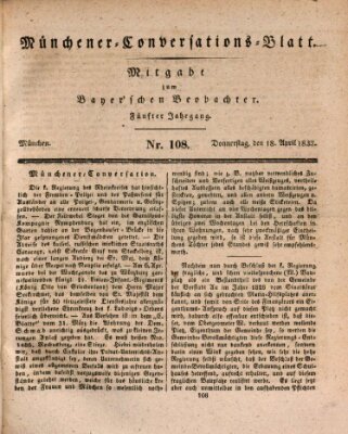 Münchener Conversations-Blatt (Bayer'scher Beobachter) Donnerstag 18. April 1833