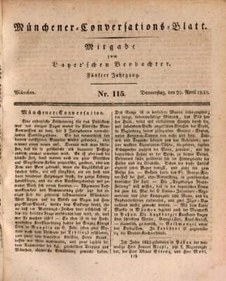 Münchener Conversations-Blatt (Bayer'scher Beobachter) Donnerstag 25. April 1833