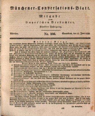Münchener Conversations-Blatt (Bayer'scher Beobachter) Samstag 15. Juni 1833