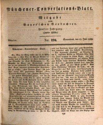 Münchener Conversations-Blatt (Bayer'scher Beobachter) Samstag 13. Juli 1833