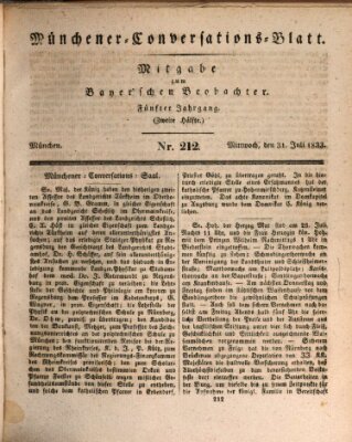 Münchener Conversations-Blatt (Bayer'scher Beobachter) Mittwoch 31. Juli 1833