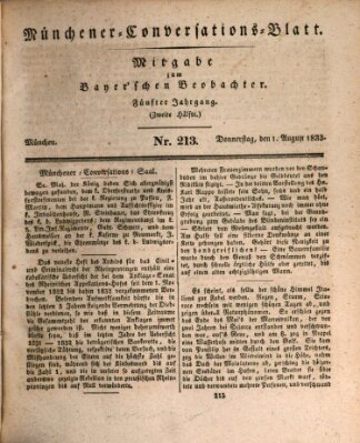 Münchener Conversations-Blatt (Bayer'scher Beobachter) Donnerstag 1. August 1833