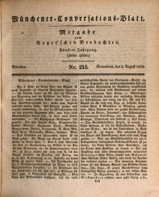 Münchener Conversations-Blatt (Bayer'scher Beobachter) Samstag 3. August 1833