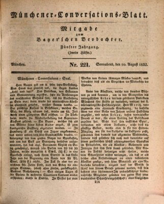 Münchener Conversations-Blatt (Bayer'scher Beobachter) Samstag 10. August 1833