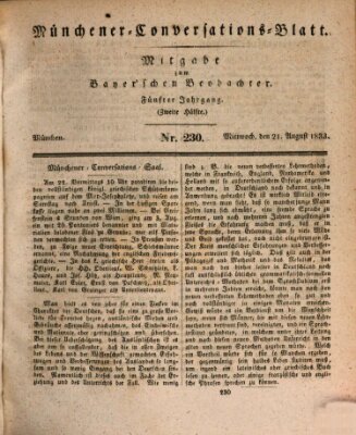 Münchener Conversations-Blatt (Bayer'scher Beobachter) Mittwoch 21. August 1833