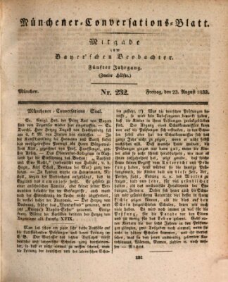 Münchener Conversations-Blatt (Bayer'scher Beobachter) Freitag 23. August 1833