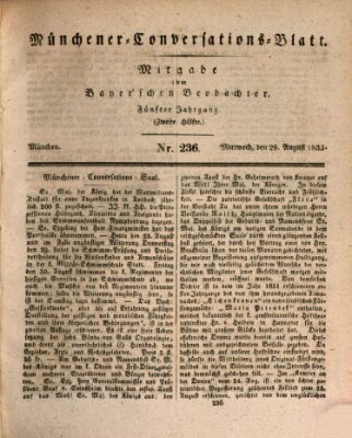 Münchener Conversations-Blatt (Bayer'scher Beobachter) Mittwoch 28. August 1833