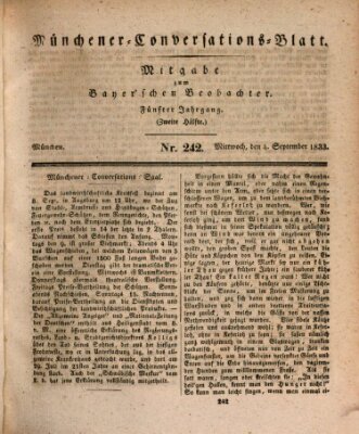 Münchener Conversations-Blatt (Bayer'scher Beobachter) Mittwoch 4. September 1833