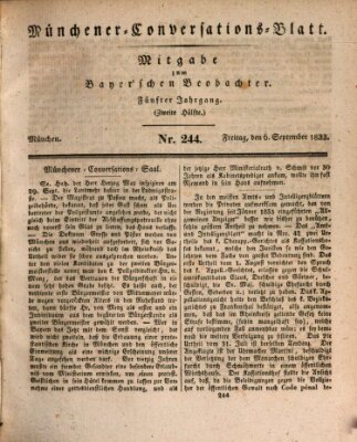 Münchener Conversations-Blatt (Bayer'scher Beobachter) Freitag 6. September 1833