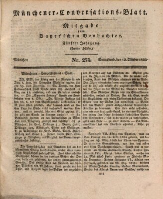 Münchener Conversations-Blatt (Bayer'scher Beobachter) Samstag 12. Oktober 1833