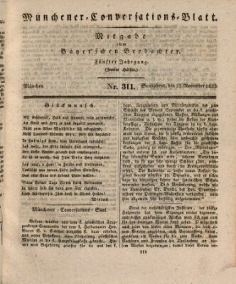 Münchener Conversations-Blatt (Bayer'scher Beobachter) Samstag 23. November 1833