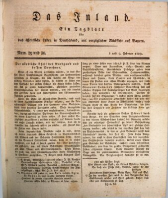 Das Inland (Deutsche Tribüne) Sonntag 8. Februar 1829