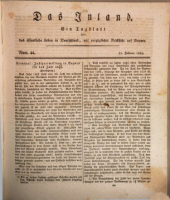 Das Inland (Deutsche Tribüne) Samstag 21. Februar 1829