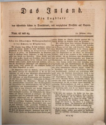 Das Inland (Deutsche Tribüne) Mittwoch 25. Februar 1829