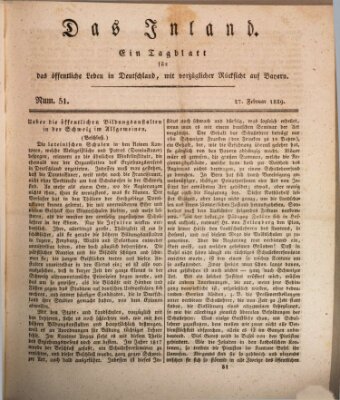 Das Inland (Deutsche Tribüne) Freitag 27. Februar 1829