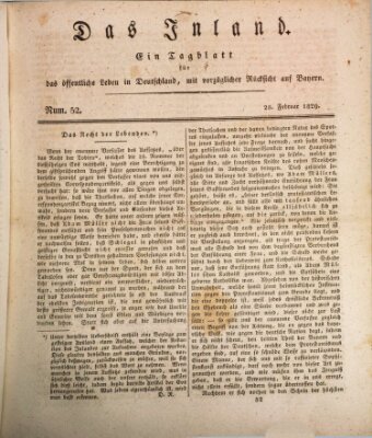 Das Inland (Deutsche Tribüne) Samstag 28. Februar 1829