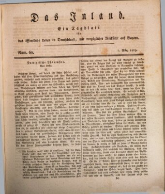 Das Inland (Deutsche Tribüne) Samstag 7. März 1829