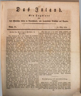 Das Inland (Deutsche Tribüne) Freitag 13. März 1829