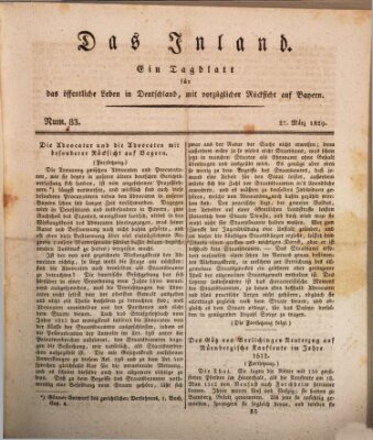 Das Inland (Deutsche Tribüne) Freitag 27. März 1829