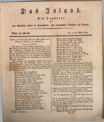 Das Inland (Deutsche Tribüne) Sonntag 29. März 1829