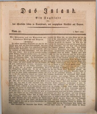 Das Inland (Deutsche Tribüne) Freitag 3. April 1829