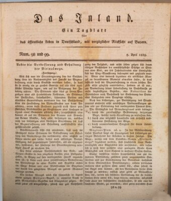 Das Inland (Deutsche Tribüne) Donnerstag 9. April 1829