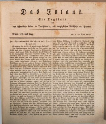 Das Inland (Deutsche Tribüne) Samstag 18. April 1829