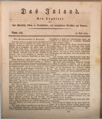 Das Inland (Deutsche Tribüne) Dienstag 28. April 1829