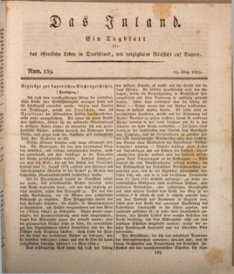 Das Inland (Deutsche Tribüne) Dienstag 19. Mai 1829