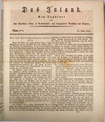 Das Inland (Deutsche Tribüne) Freitag 26. Juni 1829