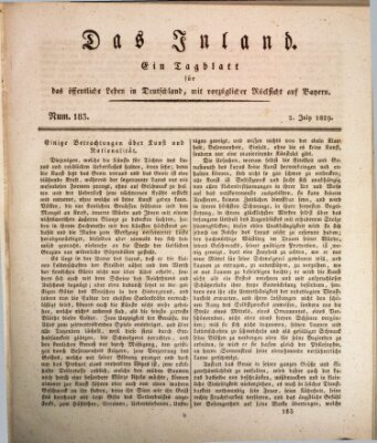 Das Inland (Deutsche Tribüne) Donnerstag 2. Juli 1829