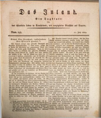 Das Inland (Deutsche Tribüne) Samstag 11. Juli 1829