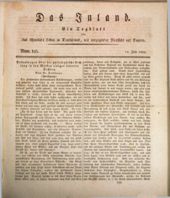 Das Inland (Deutsche Tribüne) Dienstag 14. Juli 1829