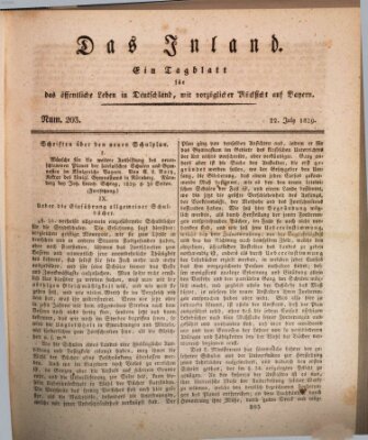 Das Inland (Deutsche Tribüne) Mittwoch 22. Juli 1829