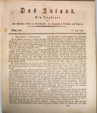 Das Inland (Deutsche Tribüne) Donnerstag 23. Juli 1829