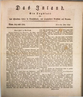 Das Inland (Deutsche Tribüne) Dienstag 28. Juli 1829