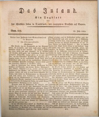 Das Inland (Deutsche Tribüne) Donnerstag 30. Juli 1829