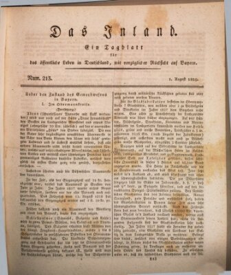 Das Inland (Deutsche Tribüne) Samstag 1. August 1829