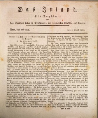 Das Inland (Deutsche Tribüne) Sonntag 2. August 1829