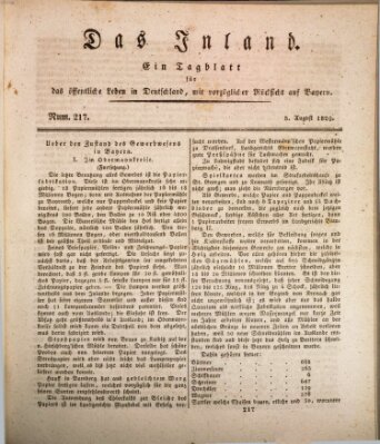 Das Inland (Deutsche Tribüne) Mittwoch 5. August 1829